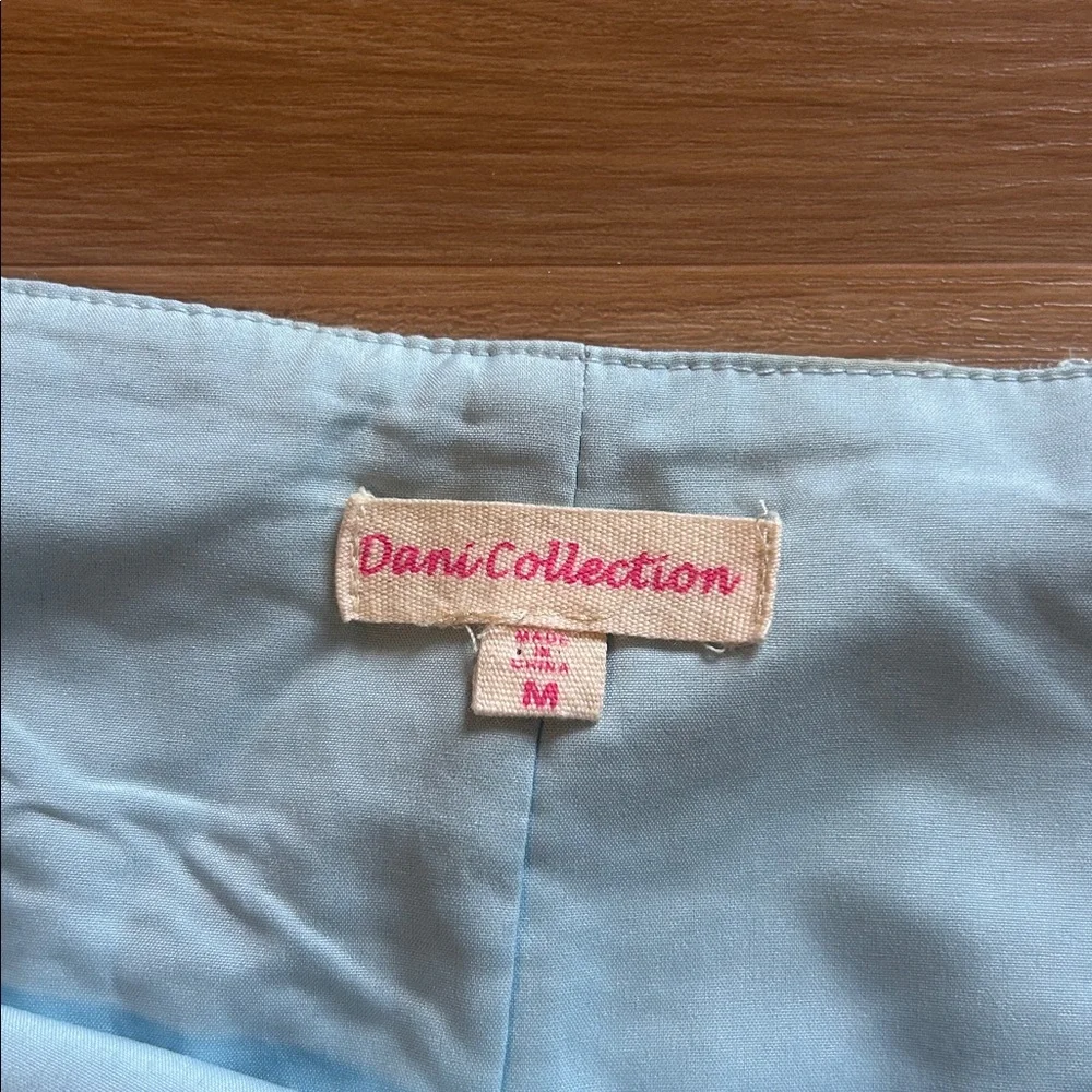 High-Waist Floral Lace Shorts in Light Blue